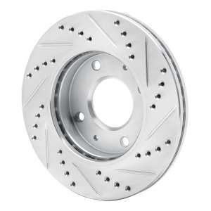 Hyundai Sonata Brake Rotor (1) - Front Left - R1 Concepts - Drilled & Slotted - Silver - `01-`03